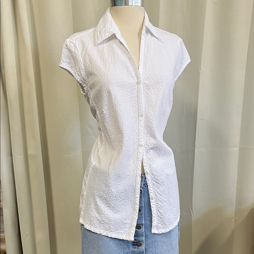 New Additions maternity Textured Button-Up Blouse